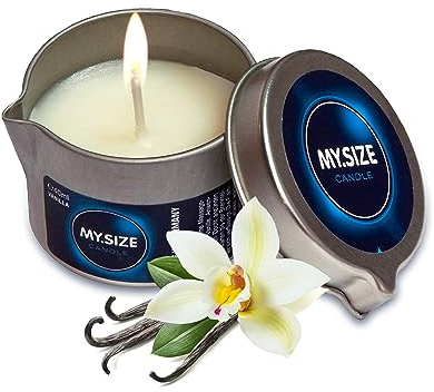 MY.SIZE Bougie de massage Vanille 40 ml | Bougie d'aromathérapie relaxante | Fabriquée en Allemagne | Huile de coco & matières premières naturelles | Bien-être, idée cadeau