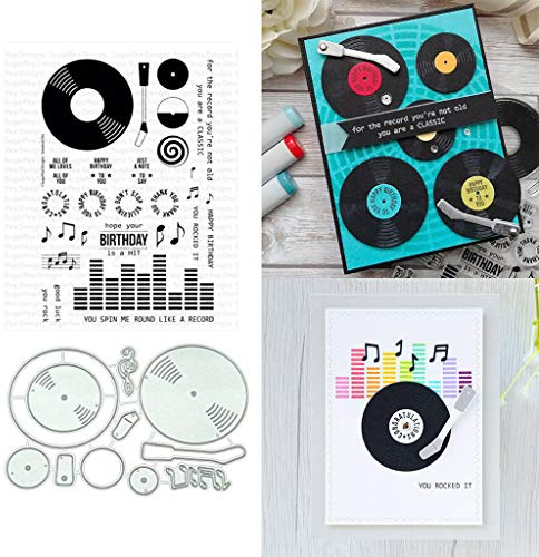 Musik CD Silikon Stempel und Stanzschablonen Set | DIY Kartenherstellung, Scrapbooking Album, Fotoalbum Dekoration, Cutting Dies & Clear Stamp Seal