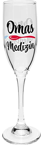 GRUSS & CO Sektglas mit Motiv Omas Medizin | bedrucktes Secco-Glas, Höhe 22,3 cm, 20 cl | Geschenk Geburtstag, Valentinstag | 47824