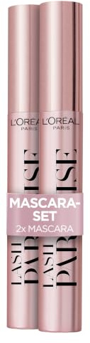 L'Oréal Paris Mascara im Doppelpack, Schwarze Wimperntusche für Länge und Volumen, Lash Paradise, Schwarz, 2 x 6 ml
