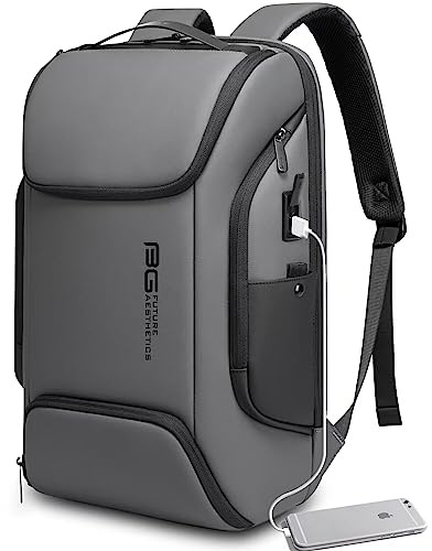 BANGE Sac à dos judicieux pour ordinateur portable de 15,6, sac professionnel pour homme et femme, gris, Large