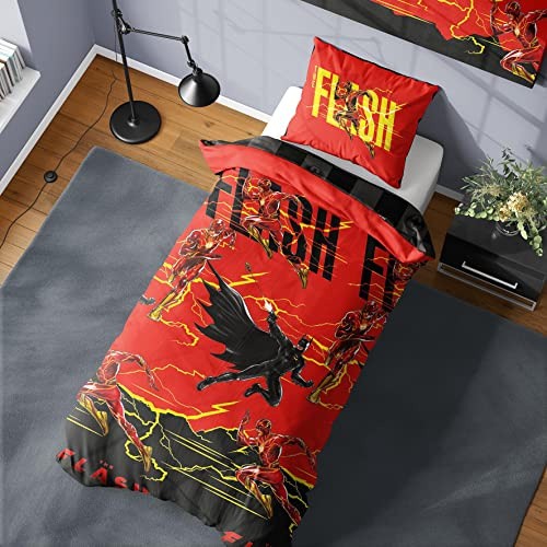 The Flash Parure de lit réversible avec Housse de Couette et taie d'oreiller Motif Batman