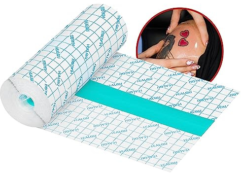 HEALQU Benda impermeabile per tatuaggi (15 cm x 1 m) – Fascia trasparente – Traspirante ed estensibile per tatuaggi freschi – bendaggio curativo e igienico per tatuaggi