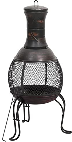 vidaXL Garden Stove, Outdoor Log Wood Burner with Poker, Furnace Heater for Camping Picnic, Patio Terrace Stove with Mesh Door, Steel