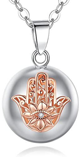 AEONSLOVE Bola Grossesse Collier Bola de Grossesse Main de Fatima Bijoux Grossesse Bola Cadeau Future Maman Pendentif Femme Enceinte Collier Bola de Naissance