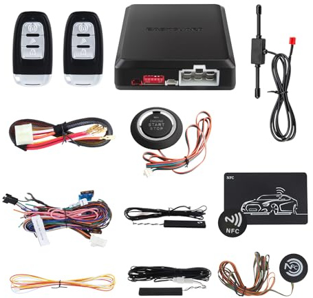 Easyguard EC002-NFC PKE - Sistema di allarme passivo Keyless Entry Car Alarm System Remote Start Starter Push Start Stop Button NFC Lock Unlock DC12V