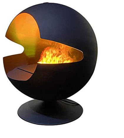 HASMI Chauffage Electrique Cheminée électrique, cheminée électrique sphérique Verticale avec Flamme réaliste, cheminée décorative Noire tridimensionnelle for la Maison Cheminée électrique