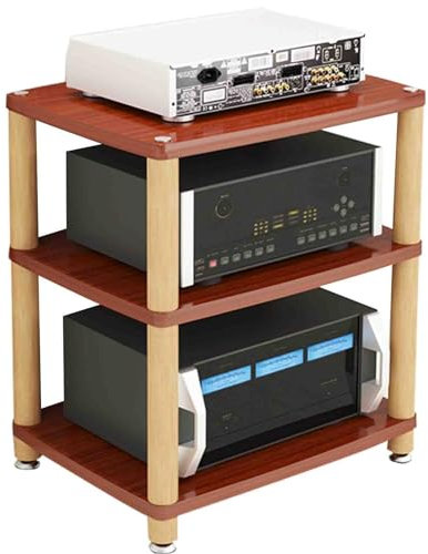 Home professionellen Verstärker Stehen HiFi Lautsprecher Ausrüstung Schrank Massivholz mehrschichtigen Audio-Gehäuse Modernes Licht Luxus Audio-Ständer Mehrzweck Sicher und langlebig (Color : Red, S