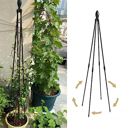 Garten-Obelisk-Spalier für Topf-Kletterpflanzen im Innen- und Außenbereich, 3,9/5,9 Fuß hohe Pflanzen-Spalier-Unterstützung für Kletterpflanzen, Gemüsepflanzen, leicht, schwarz (Größe: 180 cm/70,8 Z