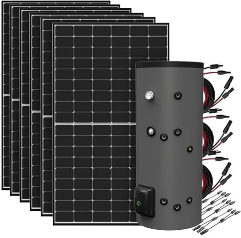 Offgridtec 2,7kW Solar-Warmwasserbereitungssystem mit 300L Fothermo Hybrid-Boiler, Plug & Play, Backup bis zu 1800W, 65°C Max. Temperatur, Sechs 450W Bifaziale N-TOPCon Solarpanels, 22,52% Effizienz
