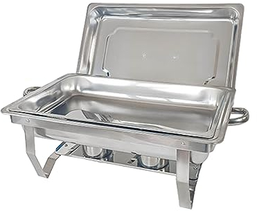 Chafing Dish Buffet Set 4-Piece 11l Stainless Steel Foldable Rectangular Heater Set Equipped With Water Tray Dining Tray Holder Cover Alcohol Lamp,Monolattice