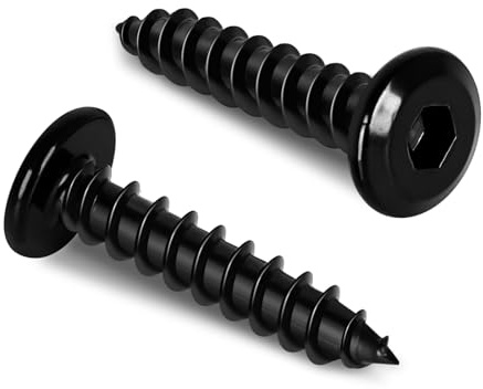 M4 x 40mm Flat Head Socket Cap Self Tapping Screws, Countersunk Wood Screws, 304 Stainless Steel 18-8, Allen Hex Drive, Black Finish, 50 PCS