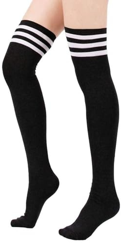 LOZTBUE 1 paire de bas au-dessus du genou pour femmes et filles, bas rayés au-dessus du genou, bas au-dessus du genou, collants, chaussettes de sport