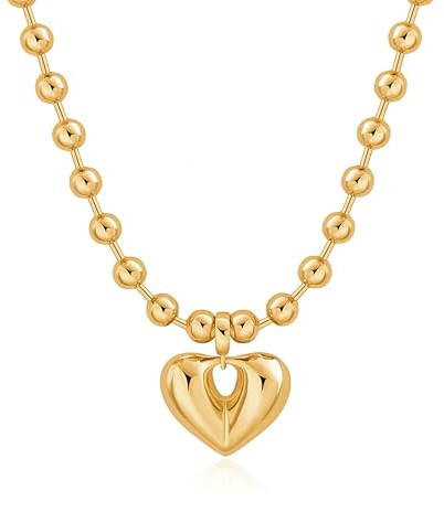 Aobei Pearl Evil Eye/Love Heart/Shell/Baroque Pearl/Sun Pendant Necklace for Women Handmade 18K Gold Neck Jewelry