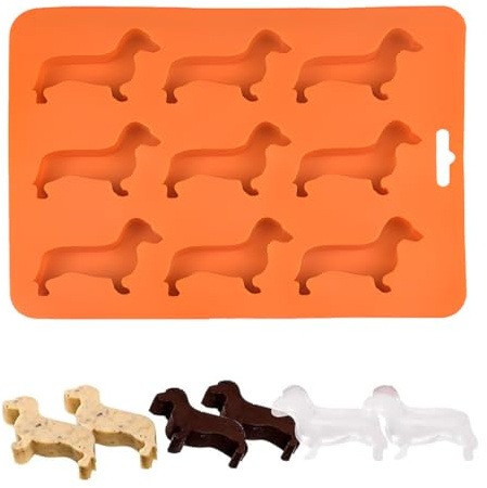 JAWUZ 1 Stück Dackel Eiswürfelform,Orange Eiswürfelform Hund,Eiswürfelform Silikon, Eiswürfelschale Süße Dackel,Dackel Geschenke,Cute Accessories(16 * 22Cm)