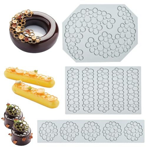 TOPBSFARNY Moldes de encaje en relieve de flores, 3 moldes de silicona para decoración de tartas, tapete de encaje para tartas de boda, decoración de cupcakes y azúcar (A)
