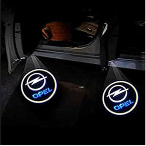 GuoQingSu 2Pcs LED Car Door Welcome Light per Opel Mokka 2012-2023,Proiettore Logo Lampade per Logo di Benvenuto Decorazione Auto LED Porte