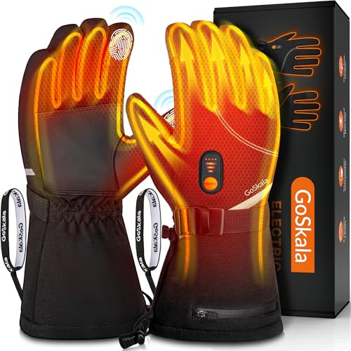 Gants Chauffants pour Homme et Homme, Gant Chauffant Moto avec Batterie Rechargeable de 7,4 V 6000 mAh, 3 Niveaux de Chauffage Gants d'hiver Imperméables et Tactiles, Idéaux Vélo, Ski, Patinage, XL