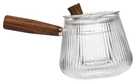 VINTORKY 1pezzi Teiera in Vetro Resistente Al Calore Capacità Adatta Per Cucina Induzione e Stovetop Per Tè Sfuso Infusi e Frutta Design Elegante e Superficie Lucida