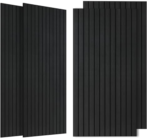 4 Pack Acoustic Panels, 47.2”x23.6” Decorative Large Acoustic Wall Panels, Sound Proof Panel with Simulated Wood Grain Finish,for Office,Home Theater,Studio,Living Room, Smoky