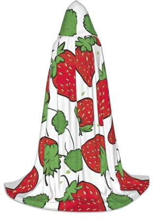 DUWAA Capa con capucha de Halloween con estampado de fresas, estilo medieval para fiestas de Navidad, disfraces de cosplay