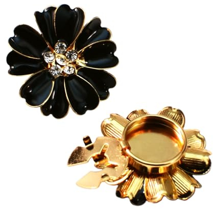Botón de flores de cristal – Accesorios de costura decorativos con diamantes de imitación, tapas de botón fáciles de fijar para ropa, jeans, vestidos, blusas, camisas, tela, decoración de prendas de