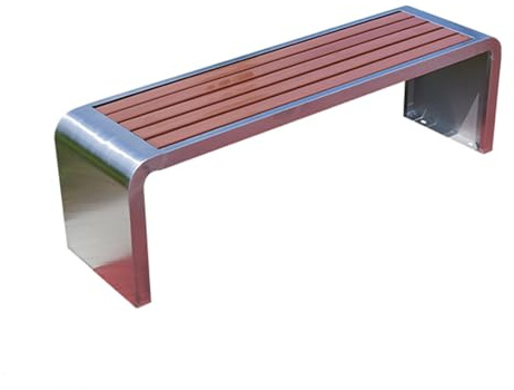 Utomhus Parkbänk i Rostfritt Stål, Utomhusbänk Utan Monteringskrav, Robust och Bekväm, för Parker, Samhällen, Busstationer(200x40x45cm)