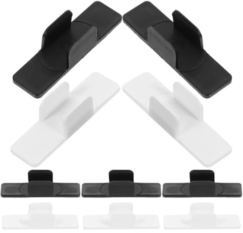 Healvian 10pcs Plastic Pencil Clips and Whiteboard Pen Holders Adhesive Pen Clamps with Sponge Base for Office Desk Organization, Black and White