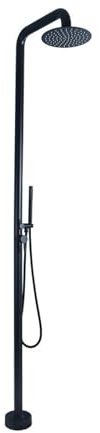 MYUYEE Doccia Esterna Autoportante con Base in Acciaio Inox, Soffione Regolabile da 25 Cm, Ideale per Giardino, Spiaggia, Piscina E Cortile.