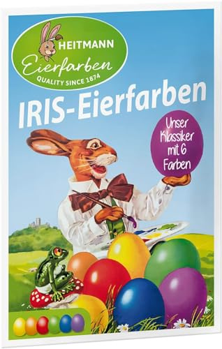 5 x Heitmann`IRIS-Eier Malfarben 5er Pack (also 25 Tabletten), Ostereierfarben, Iris-Eierfarben Tabletten Malfarbe für Ostereier, Ostereier selber gestalten