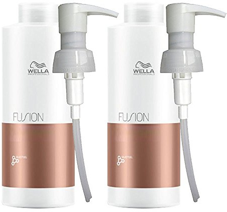 Wella Fusion Intense Repair Schampo och vårdbalsam, 1 000 ml, med 2 pumpar, skadad hårvård, oparfymerad, färgfri, reparation och förstärkning av skadat hår
