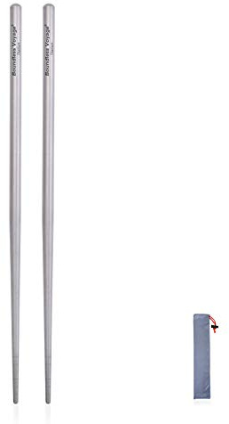 iBasingo Pure Titanium Chopsticks 23cm Lightweight Reusable Cutlery Ti1002T | Grade 1 Titanium Rust Resistant for Coastal Hiking, Hollow Handle, Ideal for Ramen Hot Pot Camping Picnic, Dishwasher Safe