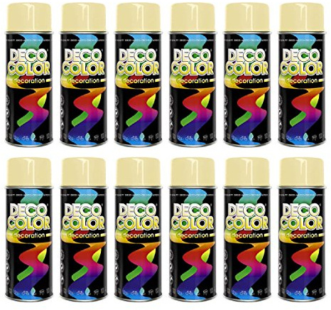 Deco Color 12er Sparpack (1 Karton) Lackspray glänzend 400ml RAL hellelfenbein glanz RAL 1015