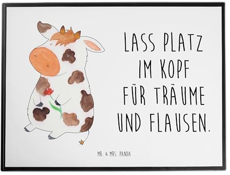Mr. & Mrs. Panda Schreibtischauflage Kuh - Geschenk, Spruch, Schreibunterlage, Bauernhof, Magie, schreibtischmatte, Hof, schreibtischunterlagen, Unterlage Schreibtisch, Kühe, schreibtischunterlage