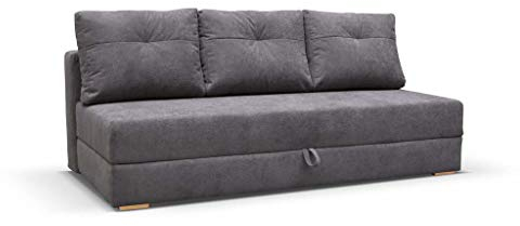 mb-moebel Sofa mit Schlaffunktion und Bettkasten, Couch für Wohnzimmer, Schlafsofa Federkern Sofagarnitur Polstersofa Wohnlandschaft mit Bettfunktion - 203x99x92cm - VARDO (Dunkelgrau)