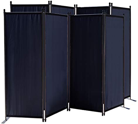 QUICK STAR 2 Stycken Skärmvägg 4-delad 220 x 165 cm Svart | Trädgård Utomhus Väderbeständig | Balkong Insynsskydd Fällbar | Tyg Rumsavdelare | Avdelningsvägg Inomhus | Paravent Skiljevägg
