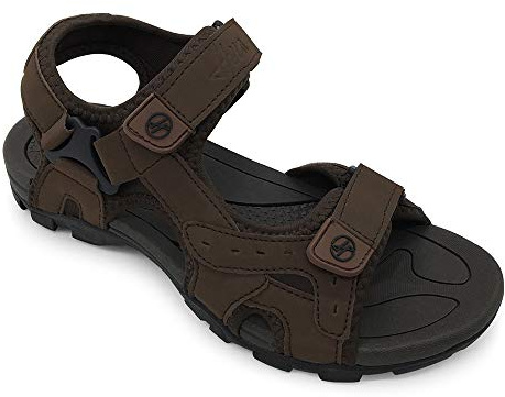 HEVA Mens Leather Sandals Sport Summer Outdoor Adjustable Shoes(8 UK,Brown)