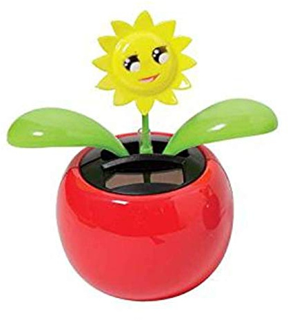 Sitrda 1 x solarbetriebener Kunststoff-Pflanztopf mit Sonnenblumen-Motiv für Auto, Armaturenbrett, Fenster, Büro, Schreibtisch-Dekoration