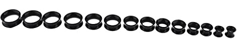 sharprepublic Lot De 7 Paires D'oreillettes en Silicone Souple, Fines Et Douces, Tunnels De Chair - Noir
