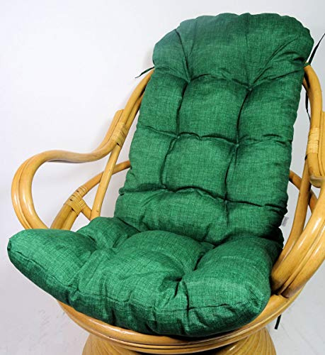 Rattani Auflage/Polster für Schaukelstuhl, Drehsessel, Ersatzpolster Gr. 135 x 60 x 15 cm, Nuevo Loneta dunkelgrün - Made in EU