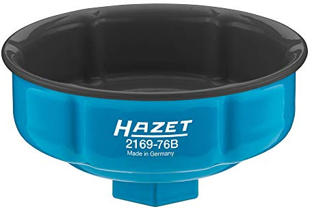 Hazet Ölfilterschlüssel 2169-76B, 1/2 Zoll (12,5 mm) Vierkant, Rillenprofil | Antrieb 1/2 Zoll (12,5 mm) Vierkant hohl, Abtrieb Rillenprofil, SW 76 mm, Antriebs-Sechskant 24 mm, Ø 85 mm, 220 g