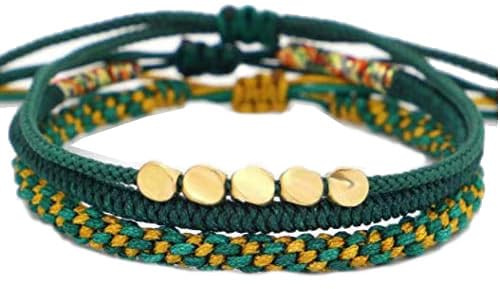 GOODCHANCEUK - Pulsera trenzada con diseño de nudo de diamante, 3 piezas de cuentas de cobre ajustable, pulsera tejida a mano, para hombres y mujeres