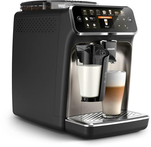 Philips 5400 Series Vollautomatisch Kaffeemaschine - LatteGo Schaumer, 12 Arten von Getränken, Intuitives Display, 4 Benutzerprofile, Chrom (EP5447/90)