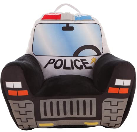 BEMIRO Polizei Kindersessel Schwarz Mit Tragegriff - 52x48x51 cm, Bis zu ca. 8 Jahren, Sessel Kinder, Kinderzimmer, Ab 1 Jahr