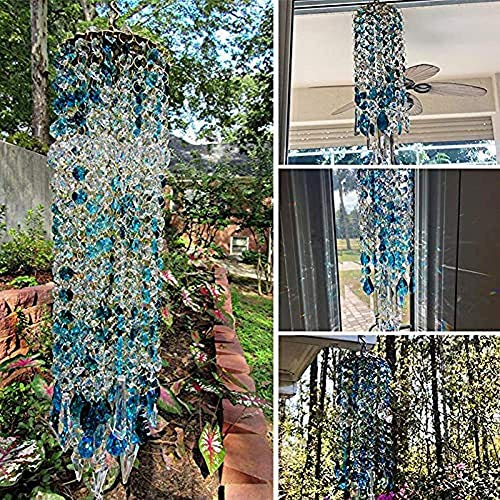 ausuky Blaues Aurora-Kristall-Windspiel zum Aufhängen, Ornament für Haus und Garten