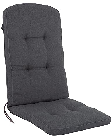 PATIO Stuhlauflage Hochlehner Saphir 111 x 48 cm Sitzkissen anthrazit mit Schnüren Band am Rücken