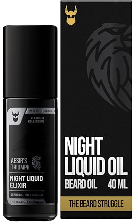 The Beard Struggle Night Liquid Elixir Beard Oil - Platinum Collection - Aesir's Triumph (1.35 Fl oz) - Beard Oil for Men - Natural Blend for Softens, Moisturizing, & Healthier Beard Growth