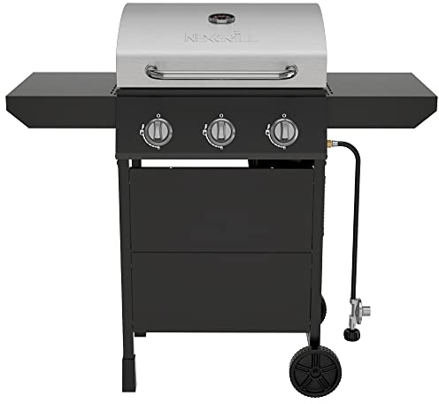Nexgrill Propane 3 Burner Gas Grill, Side Tables with Stainless Steel Lid