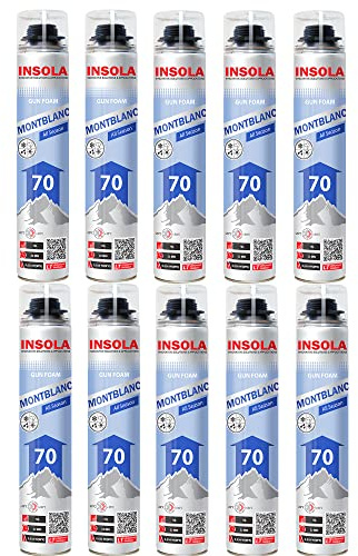 Mousse expansive pistolable Toutes Saisons INSOLA - Aérosol de 870 ml - Pour l' Isolation Thermique et Phonique - (LOT DE 10)