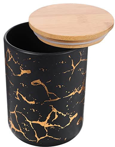Kichvoe Scatola Ceramica Per Tè Con Coperchio Ermetico Contenitore Per Alimenti Per Zucchero e Snack Design Elegante Ceramica Opaca Nera Perfetta Per La Cucina e Regali